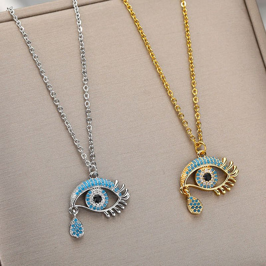 Majestic Vision Evil Eye Blue Rhinestone Pendant Necklaces